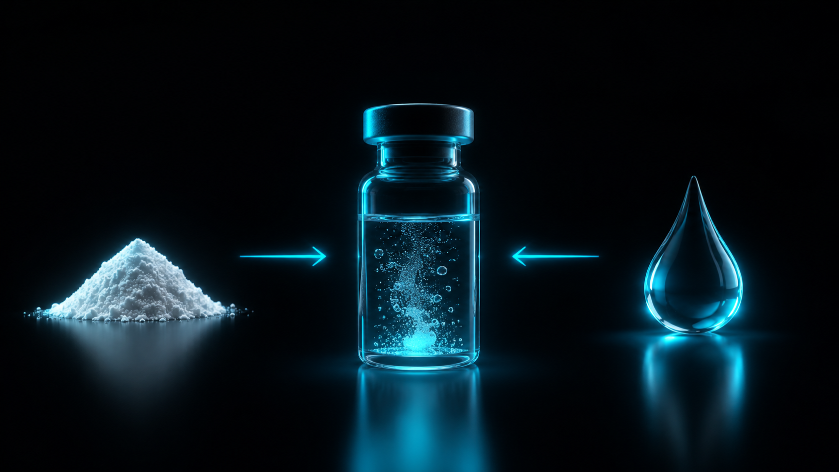 Peptide powder and bacteriostatic water combining into a reconstituted vial